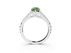Fancy Green Marquise Cut Diamond Split Shank Pavé Engagement Ring Set in Silver with Prong-Held Center Stone