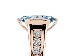 Fancy Blue Marquise Cut Diamond Bezel-Set Solitaire Ring Set in Rose gold with Channel-Set Band