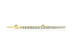 Round Diamond Pavé Chain Bracelet Set in Yellow gold with Bezel Setting