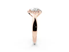 Heart Cut Diamond Halo Solitaire Engagement Ring Set in Rose gold with Square Band and Prong Setting