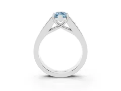 Fancy Blue Marquise Cut Diamond Solitaire Ring Set in Silver with Channel-Set Accent Stones and Prong Setting