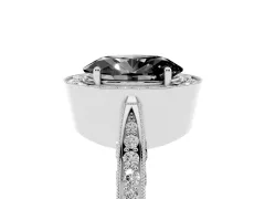 Fancy Black Oval Cut Diamond Halo Engagement Ring Set in Platinum with Accent Split Shank Band