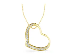 Pavé Round Diamond Open Heart Pendant Set in Yellow gold with Curved Outline