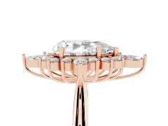 Pear Cut Diamond Cluster Halo Ring Set in Rose gold with Marquise and Round Accents
