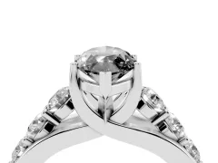 Fancy Black Marquise Cut Diamond Pavé Engagement Ring Set in Platinum with Prong Setting