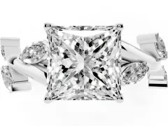 Princess Cut Diamond Solitaire Ring Set in Platinum with Twisted Marquise Accent Band