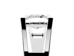 Baguette Diamond Geometric Solitaire Ring Set in Platinum with Open Sides