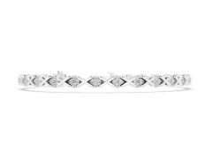 Round Diamond Prong-Set Tennis Bracelet Set in Silver with X-Link Band