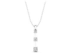Three-Stone Princess Cut Pendant Set in White gold with Stacked Prong Setting