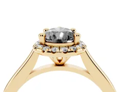 Fancy Black Pear Cut Diamond Halo Engagement Ring Set in Yellow gold with Pavé Band and Rising Shoulders