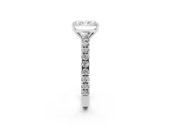 Radiant Cut Diamond Pavé Solitaire Engagement Ring Set in White gold with Prong Setting
