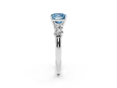 Fancy Blue Princess Cut Diamond Five-Stone Prong Set Ring Set in Platinum with Classic Band