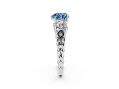Fancy Blue Heart Cut Diamond Three-Stone Ring Set in White gold with Braided Band