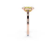 Fancy Yellow Round Cut Diamond Cluster Halo Solitaire Ring Set in Rose gold with Prong Setting