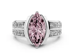Fancy Pink Marquise Cut Diamond Wide Channel Set Band Ring Set in White gold with Bezel Setting