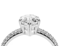 Marquise Cut Diamond Solitaire Ring Set in Silver with Multi-Row Round Pavé Band and Prong Setting