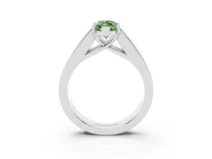 Fancy Green Marquise Cut Diamond Solitaire Ring Set in Platinum with Channel-Set Accent Stones and Prong Setting