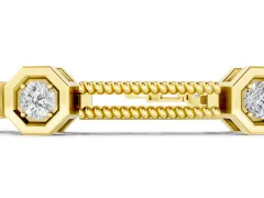 Round Diamond Hexagon Bezel Tennis Bracelet Set in Yellow gold with Double Rope Band