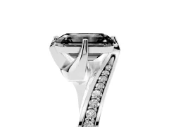 Fancy Black Emerald Cut Diamond Solitaire Ring Set in White gold with Intertwined Pavé Twist Band