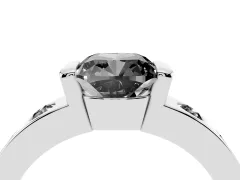 Fancy Black Cushion Cut Diamond Channel-Set Band Ring Set in White gold with Bezel Prong Setting