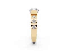Cushion Cut Diamond Channel-Set Band Ring Set in Yellow gold with Bezel Prong Setting