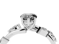 Fancy Black Pear Cut Diamond Solitaire Ring Set in Platinum with Twisted Marquise Accent Band