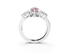 Fancy Pink Marquise Cut Diamond Solitaire Ring Set in Platinum with Cluster Accents on Each Side