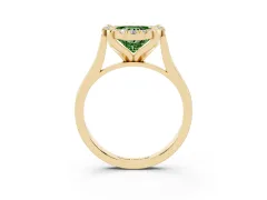 Fancy Green Heart Cut Diamond Cluster Halo Solitaire Ring Set in Yellow gold with Prong Setting