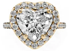 Heart Cut Diamond Cushion Halo Ring Set in Yellow gold with Pavé Band