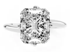 Radiant Cut Diamond Solitaire Engagement Ring Set in Platinum with Classic Plain Band