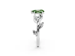 Fancy Green Pear Cut Diamond Solitaire Ring Set in Silver with Twisted Marquise Accent Band