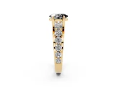 Fancy Black Oval Cut Diamond Pavé Engagement Ring Set in Yellow gold with Prong Setting