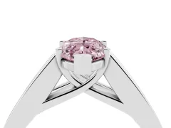 Fancy Pink Marquise Cut Diamond Solitaire Ring Set in White gold with Channel-Set Accent Stones and Prong Setting