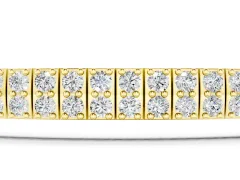 Round Diamond Three-Row Tennis Bracelet Set in Yellow gold with Prong Setting