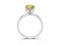 Fancy Yellow Princess Cut Diamond Solitaire Ring Set in Platinum with Plain Band and Prong Setting