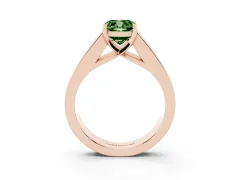 Fancy Green Cushion Cut Diamond Solitaire Ring Set in Rose gold with Channel-Set Accent Stones and Prong Setting