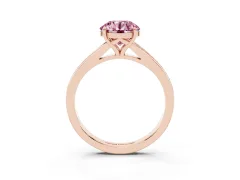 Fancy Pink Round Cut Diamond Solitaire Ring Set in Rose gold with Pavé Accent Band and Classic Prong Setting