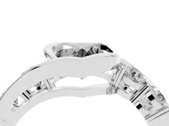Fancy Black Heart Cut Diamond Bezel Bypass Ring Set in White gold with Round Accents