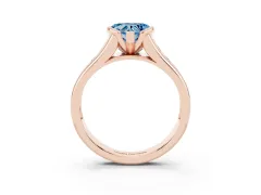 Fancy Blue Heart Cut Diamond Bezel-Set Solitaire Ring Set in Rose gold with Channel-Set Band