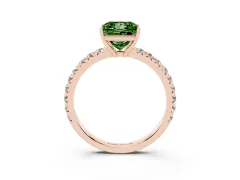 Fancy Green Princess Cut Diamond Pavé Solitaire Engagement Ring Set in Rose gold with Prong Setting