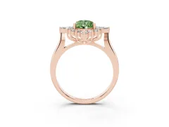 Fancy Green Pear Cut Diamond Cluster Halo Ring Set in Rose gold with Marquise and Round Accents