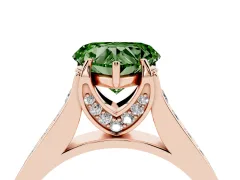 Fancy Green Heart Cut Diamond Solitaire Pavé Engagement Ring Set in Rose gold with Prong Setting