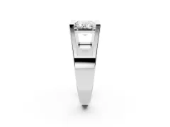 Baguette Diamond Geometric Solitaire Ring Set in Platinum with Open Sides