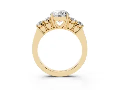 Round Cut Diamond Five-Stone Prong Set Band Ring Set in Yellow gold with Polished Band