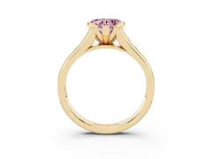 Fancy Pink Heart Cut Diamond Bezel-Set Solitaire Ring Set in Yellow gold with Channel-Set Band