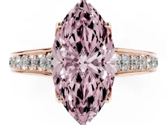 Fancy Pink Marquise Cut Diamond Solitaire Pavé Engagement Ring Set in Rose gold with Prong Setting