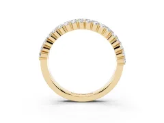 Round Diamond Checkerboard Pavé Promise Ring Set in Yellow gold with Round Pavé Accents