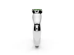 Fancy Green Princess Cut Diamond Bezel Solitaire Ring Set in White gold with Wide Band