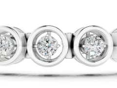 Round Diamond Bezel Tennis Bracelet Set in White gold with Open Circle Band