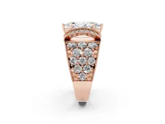 Marquise Cut Diamond Milgrain Halo Pavé Engagement Ring Set in Rose gold with Prong Setting